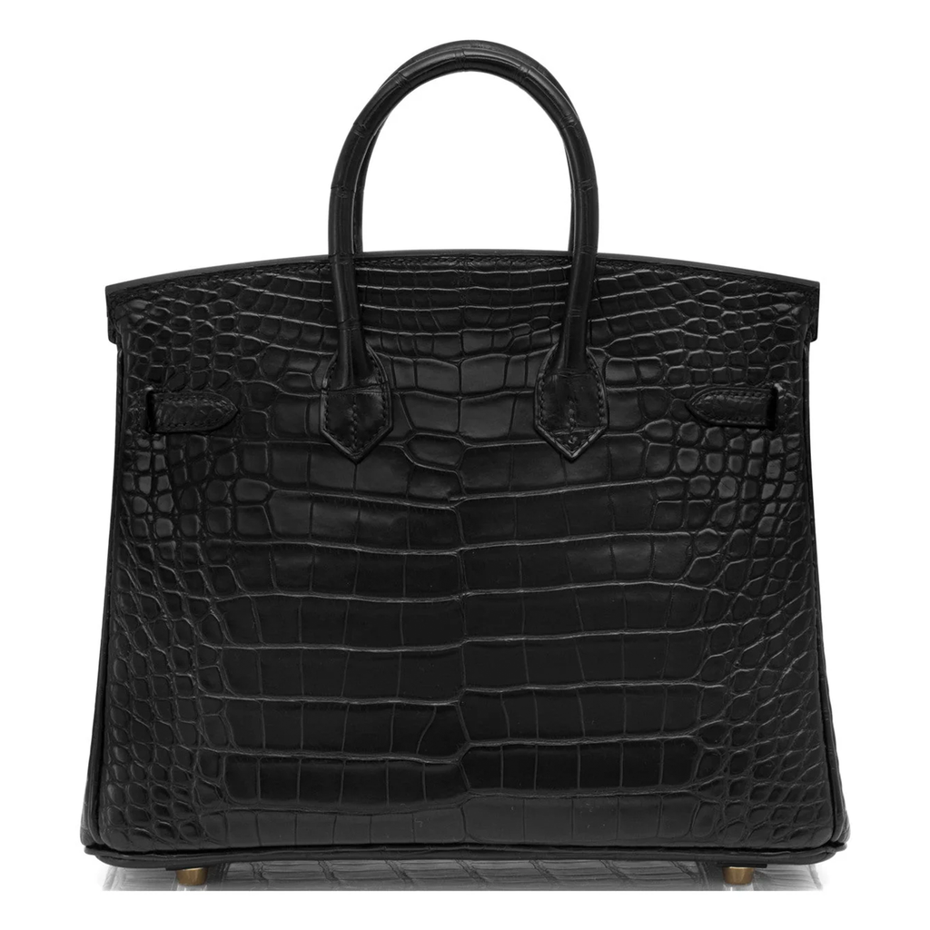 Deep Matte Black Block Scaled Compact Structured Trapezoid Tote With Crocodile Grain Luminous Warm Golden Twist Lock Hardware And Hanging Textured Metal Padlock Charm