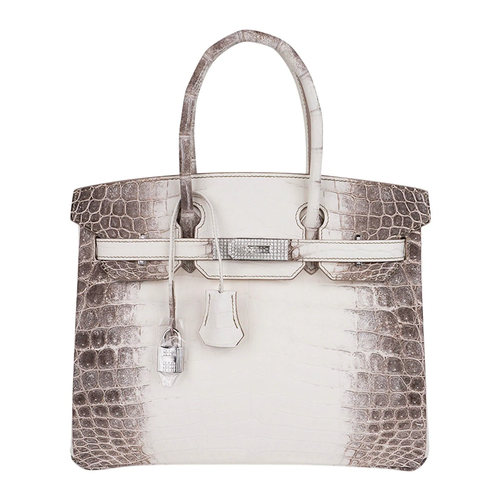 Creamy Ivory Ash Grey Gradient Scaled Medium Structured Trapezoid Tote With Stone Set Silvery Twist Lock Hardware And Jewelled Hanging Padlock Charm Crocodile Grain