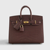 Rich Matte Hazelnut Brown Segmented Scaled Compact Sharp Edged Trapezoid Tote With Polished Warm Golden Twist Lock Hardware And Suspended Textured Metal Padlock Charm Crocodile Grain